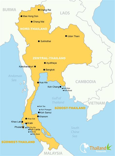thailand karte mit städten